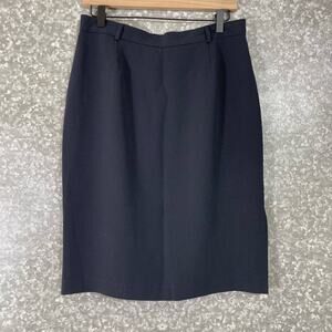 Louben Navy Blue Dotted Career Straight Pencil Skirt - Size 10 - Below The Knee